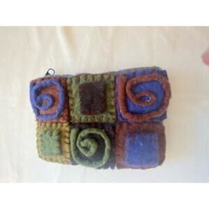 Rising Tide Wool Coin Change Purse Boho Bohemian Made in Nepal Geometric